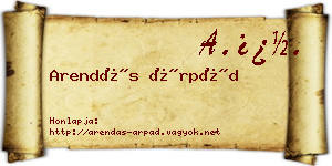 Arendás Árpád névjegykártya