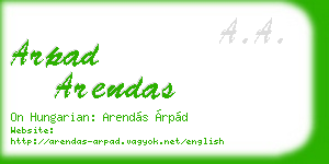 arpad arendas business card
